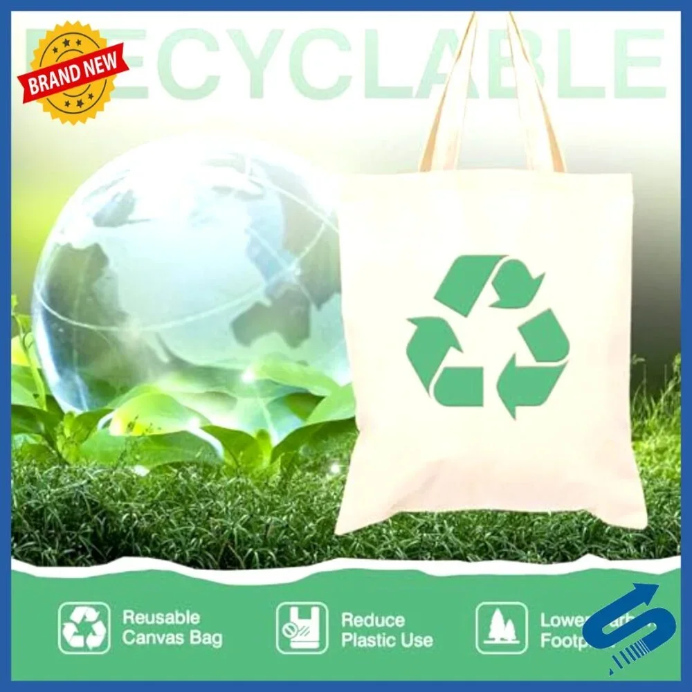 Canvas Tote Bag Eco-Friendly Machine Washable Grocery Shopping DIY Projects